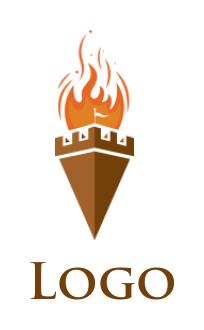 consulting logo castle in form of flaming torch