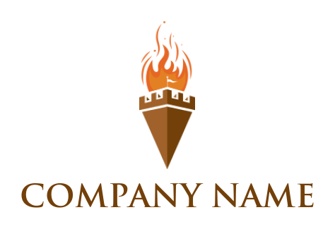 consulting logo castle in form of flaming torch