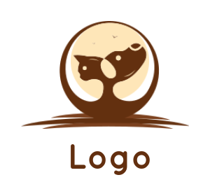vet logo template cat and dog heads in circle