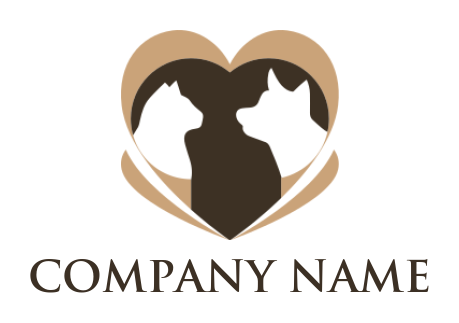 pet logo maker cat and dog in heart for a pet shop or veterinary