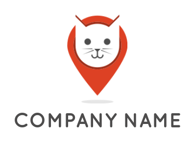 create a pet logo cat head inside navigation mark 