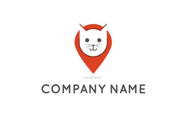 create a pet logo cat head inside navigation mark 