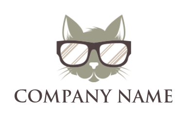 Make a logo of Pet cat head with glasses 