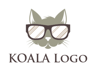 Make a logo of Pet cat head with glasses 