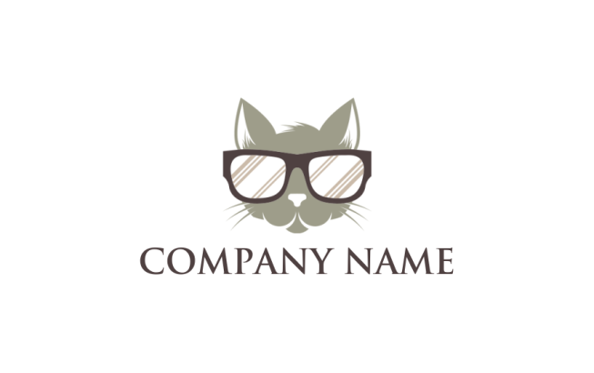 Make a logo of Pet cat head with glasses 