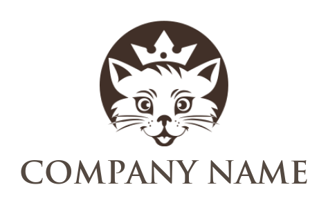 pet logo icon of cat with crown inside a circle