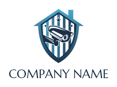 security logo maker cctv camera inside a house shield - logodesign.net