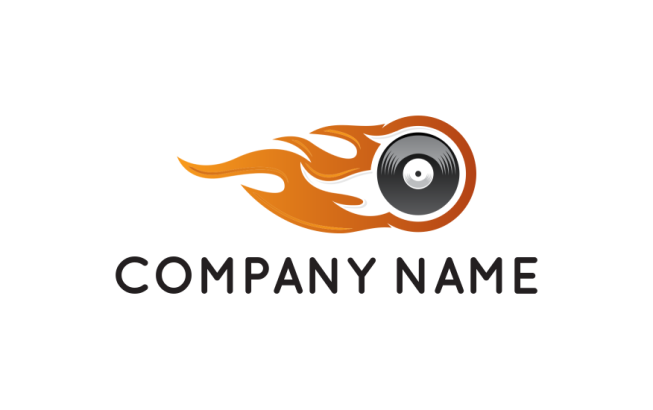 music logo online CD inside the burning fire - logodesign.net