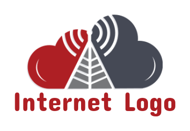 internet logo cell tower with signals in cloud