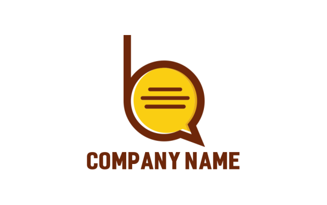 Create a logo of chat bubble inside letter b