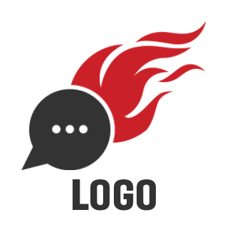 make a communication logo of chat bubble on fire