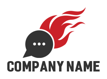 make a communication logo of chat bubble on fire