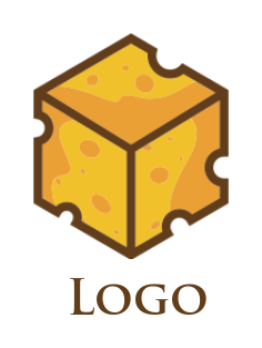 food logo cheese cube in puzzle shape