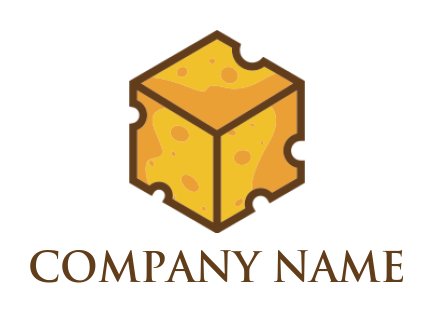 food logo cheese cube in puzzle shape