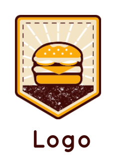 food logo icon cheese burger pentagon badge - logodesign.net