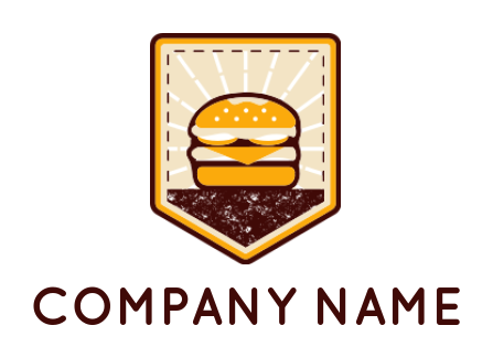 food logo icon cheese burger pentagon badge - logodesign.net