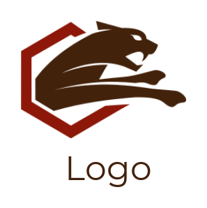 design an animal logo cheetah coming out from hexagon