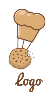 restaurant logo of chef hat flying with cookie