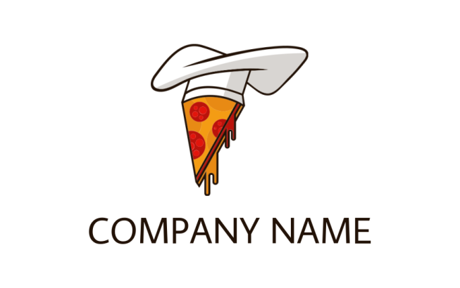 chef hat with italian restaurant pizza slice logo generator 