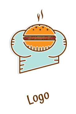 make a chef hat with burger in front and smoke