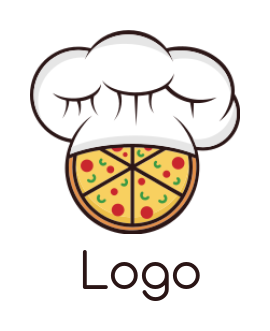 Restaurant logo image pizza with chef hat 