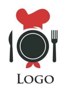 restaurant logo chef hat plate knife and fork