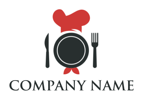 restaurant logo chef hat plate knife and fork