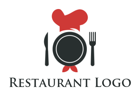 restaurant logo chef hat plate knife and fork