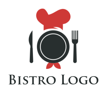 restaurant logo chef hat plate knife and fork