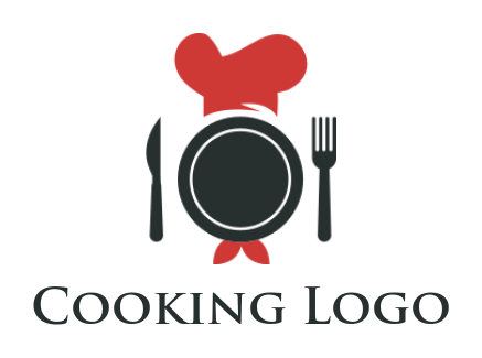 restaurant logo chef hat plate knife and fork