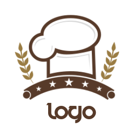 make a restaurant logo chef hat and wheat stalks