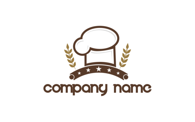 make a restaurant logo chef hat and wheat stalks