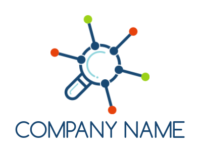 research logo chemical bond and magnifying glass