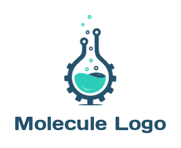 make a research logo chemical flask made of gear and tech wire