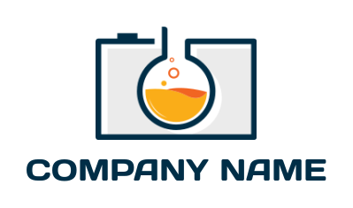 photography logo of chemical flask with camera