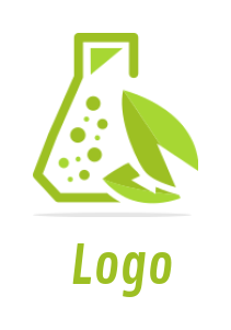 chemical flask with bubbles and leaves icon