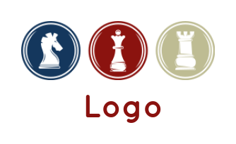 games logo chess knight king rook inside circles