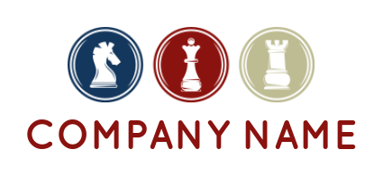 games logo chess knight king rook inside circles