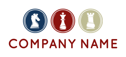 games logo chess knight king rook inside circles