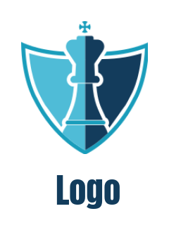games logo online chess piece in front of shield