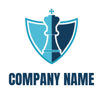 games logo online chess piece in front of shield