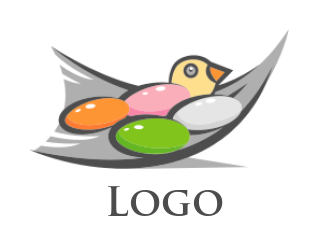 arts logo online chick beside colored eggs
