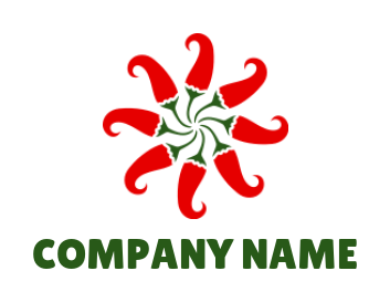 Design a restaurant logo of chili peppers in a circle 