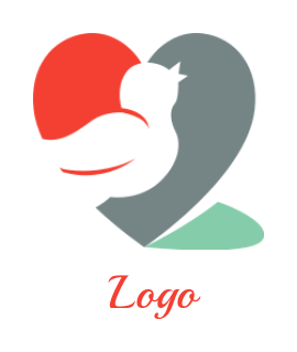 pet logo negative space chirping bird in heart