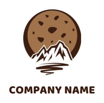 bakery logo chocolate cookie behind mountains