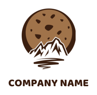 bakery logo chocolate cookie behind mountains