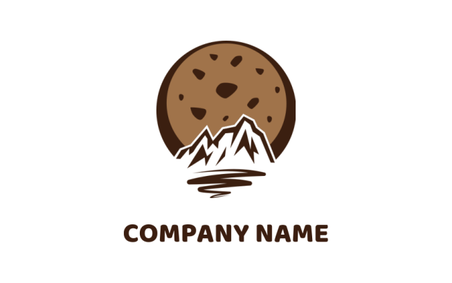 travel logo image chocolate cookie with mountains
