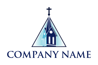 religious logo maker Christian church cross inside triangle - logodesign.net