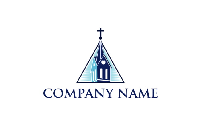 religious logo maker Christian church cross inside triangle - logodesign.net