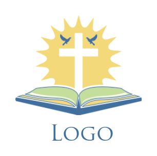 generate a religious logo Christian church cross with bible - logodesign.net